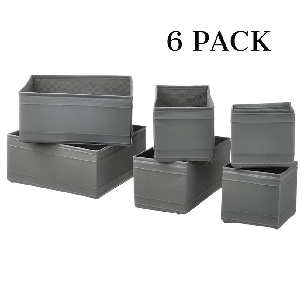 IKEA Storage Box Drawer Organizer 6 pack Dark gray